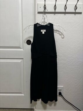 LOFT Black Sleeveless Knot-Waist Midi Dress